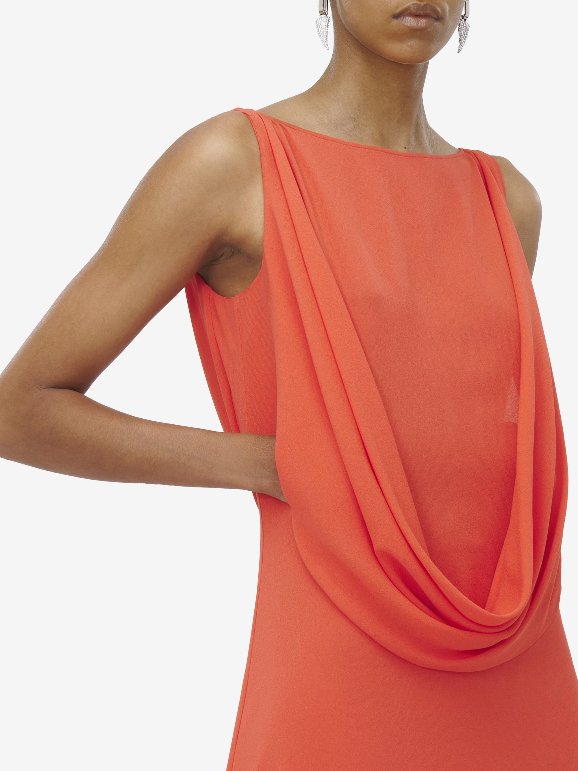 Robe midi sans manches en soie - Coral