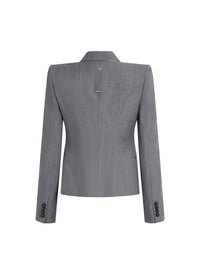Blazer boutonné en laine - Grey Melange