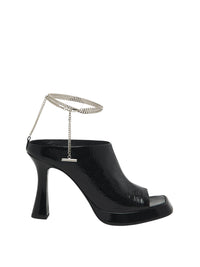 Sandales à talons vernies 90 en cuir - Black Silver