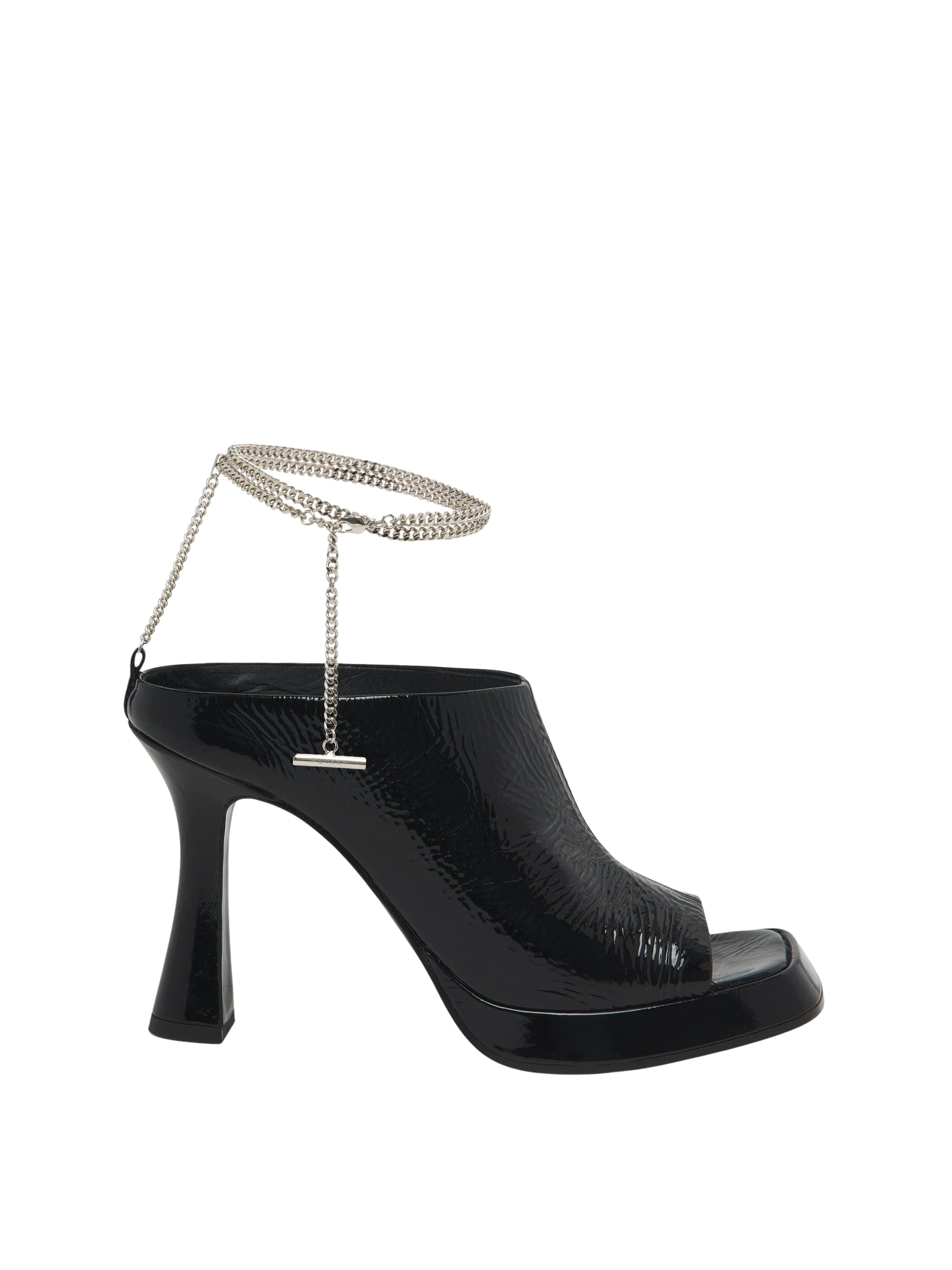 Sandales à talons vernies 90 en cuir - Black Silver