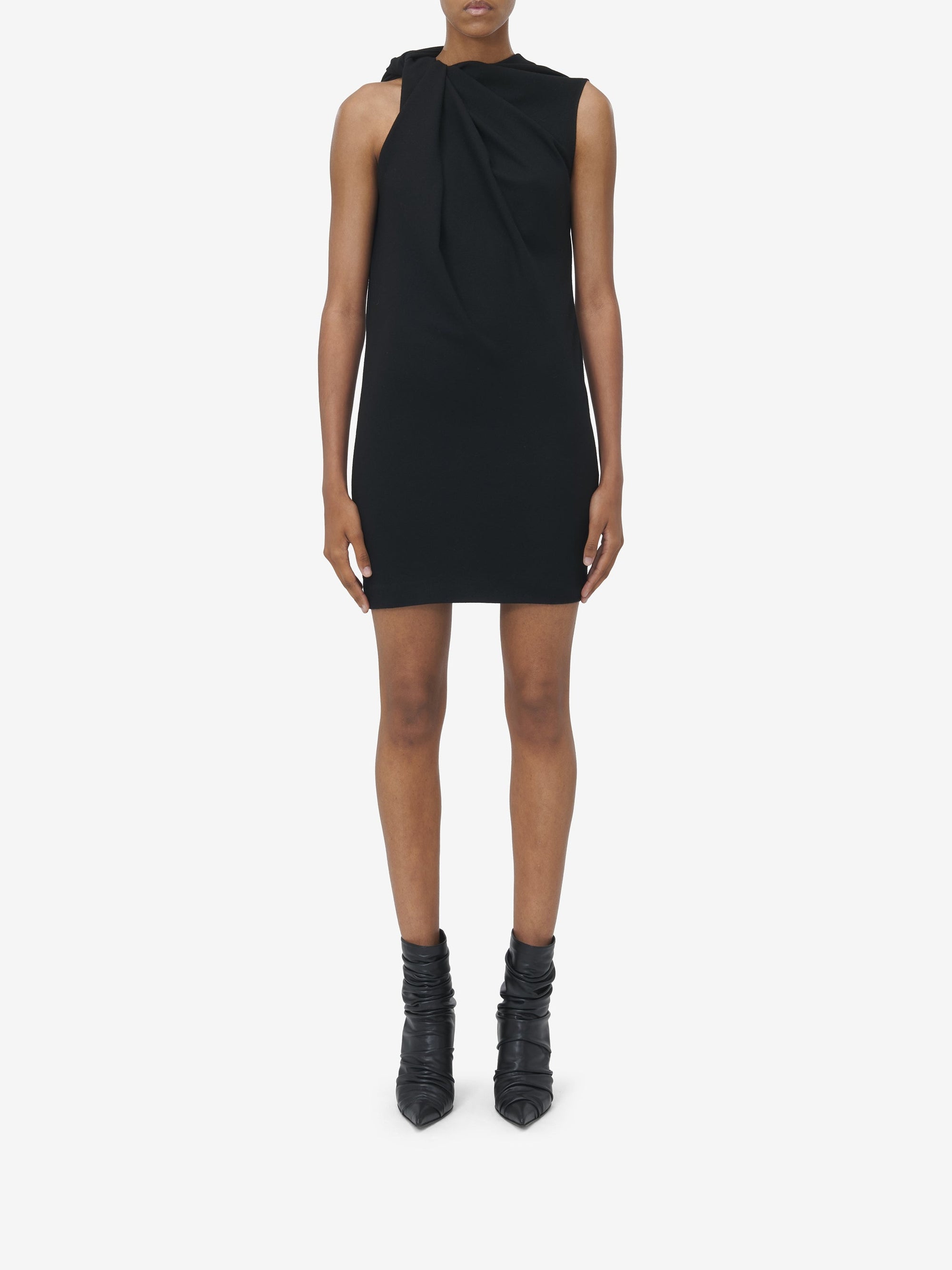 Robe courte avec nœud en laine - Black