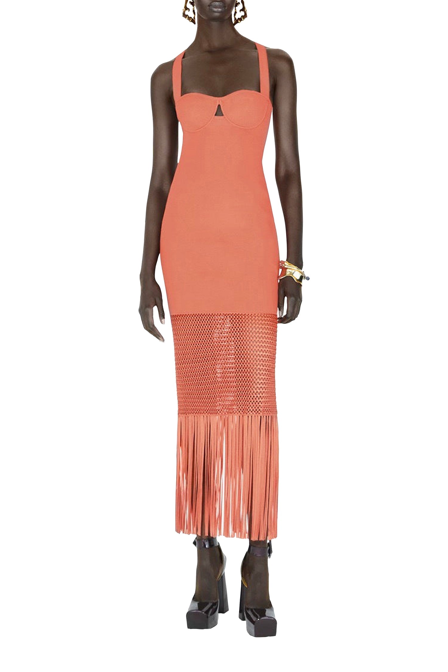 Robe Diana à franges - Coral
