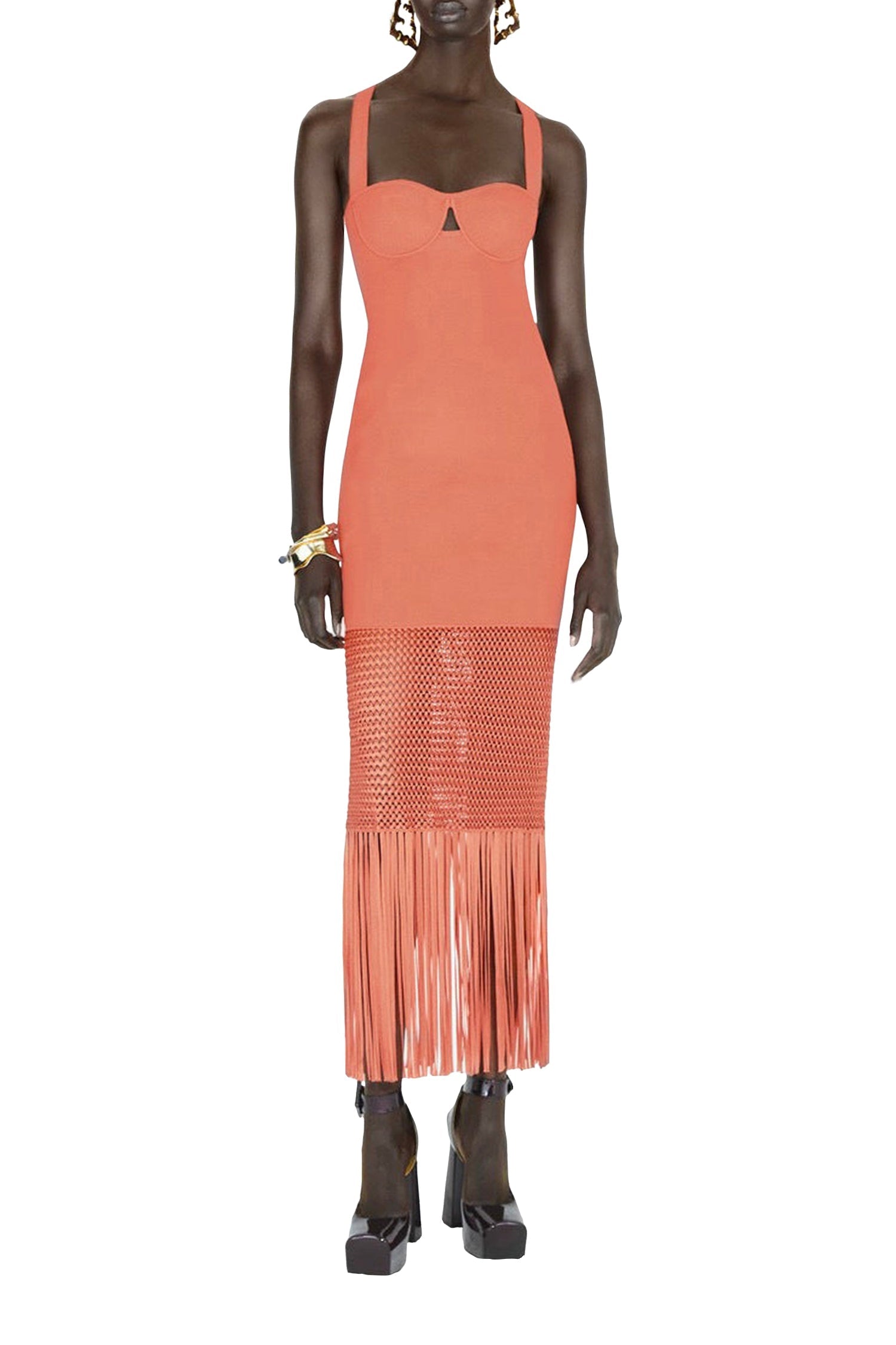 Robe Diana à franges - Coral