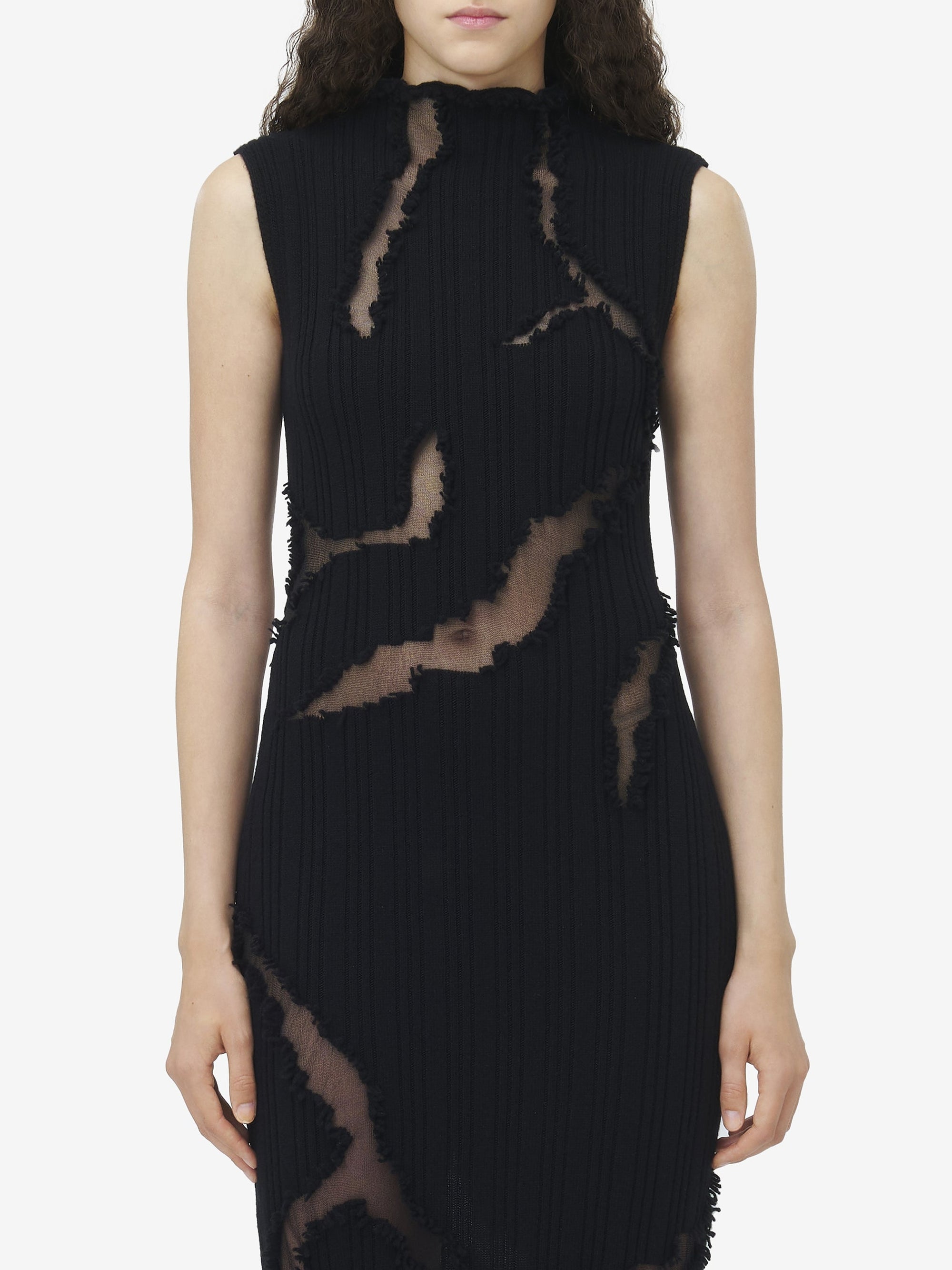 Robe midi en laine et soie - Black