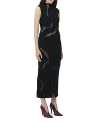 Robe midi en laine et soie - Black