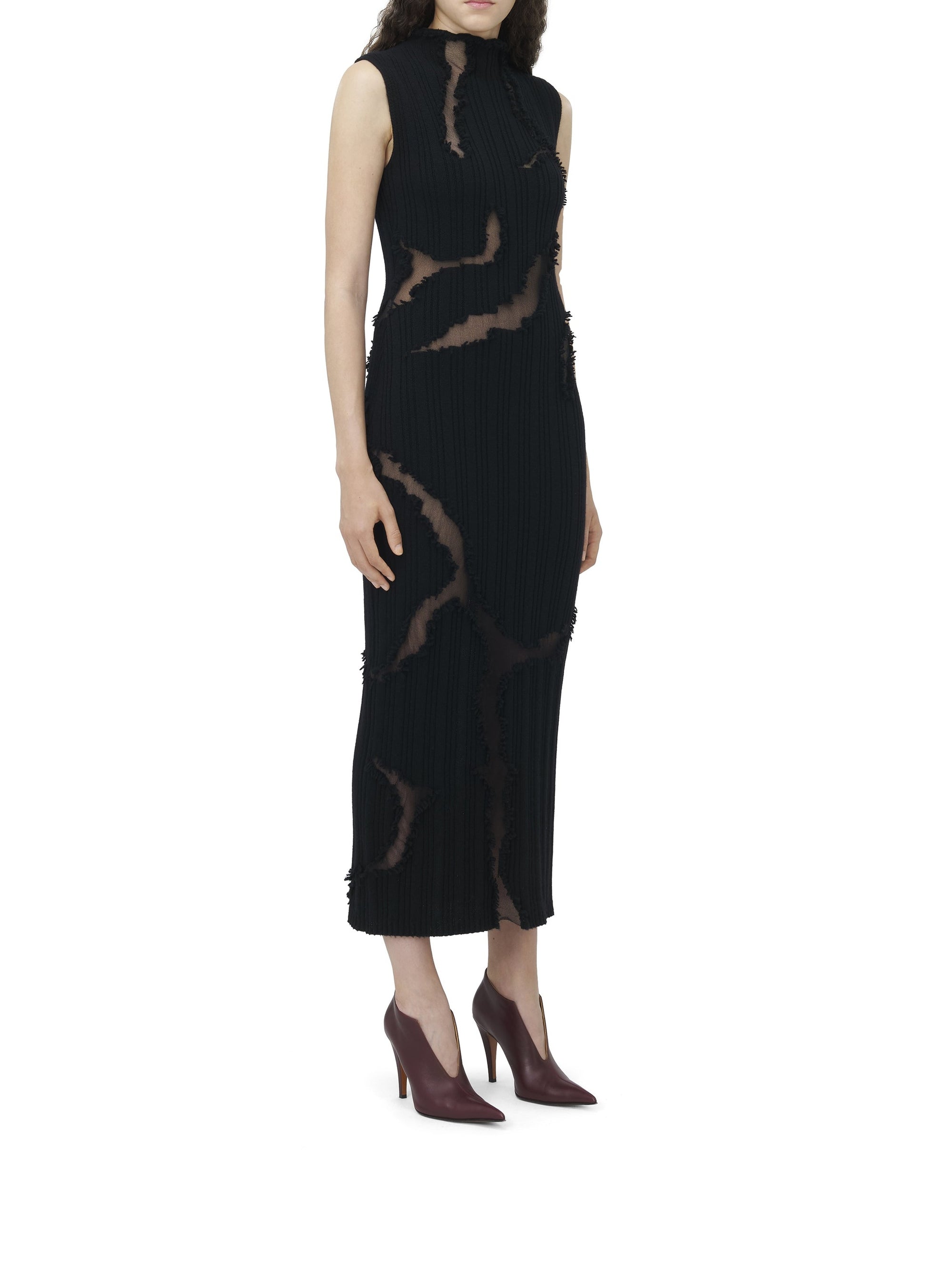 Robe midi en laine et soie - Black