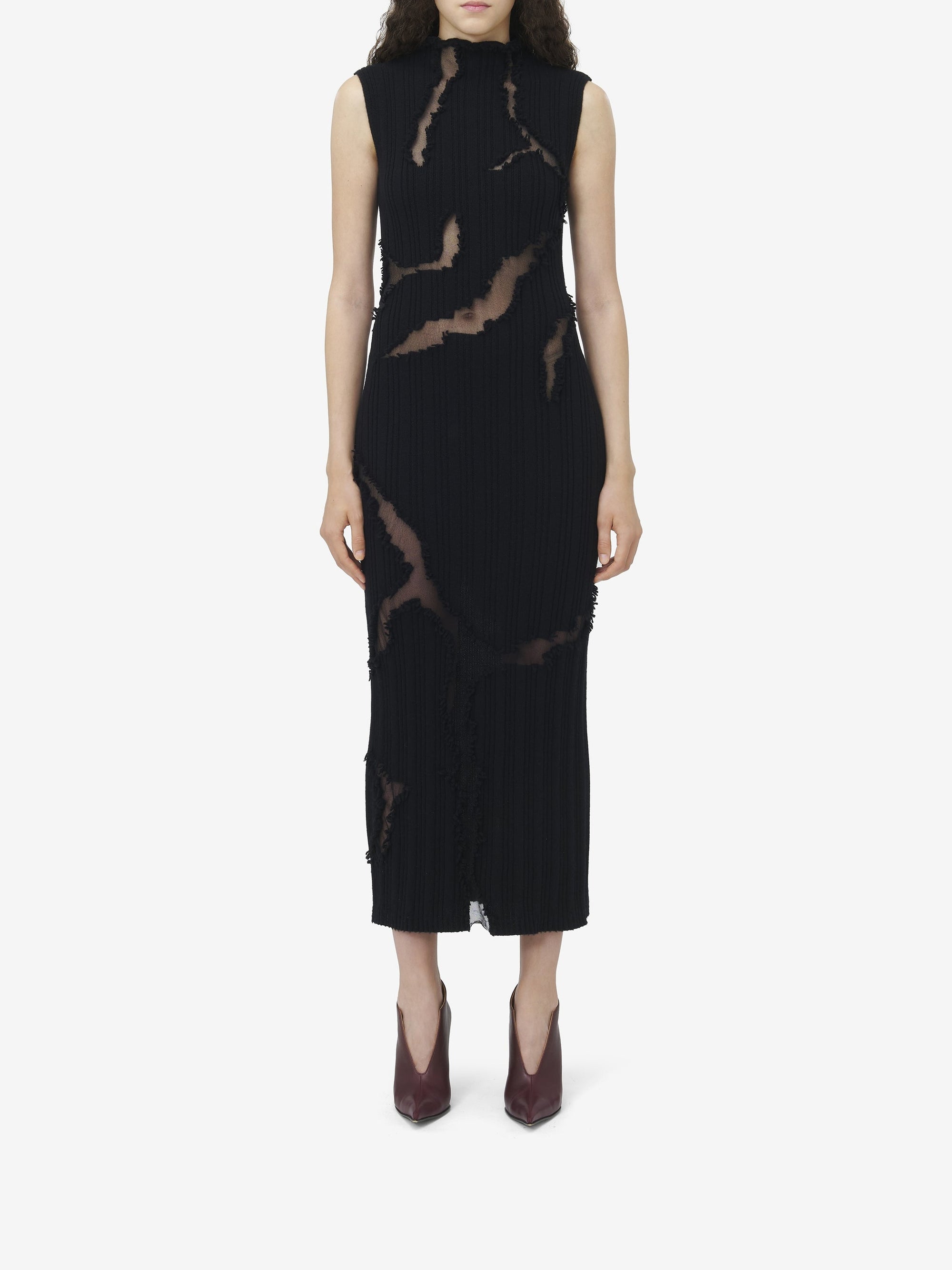 Robe midi en laine et soie - Black