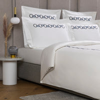 Duvet cover Links embroidery in cotton - Storm Grey & Midnight Blue