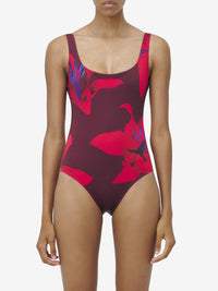 Maillot une pièce à imprimé - Bordeaux Red