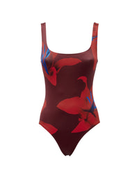 Maillot une pièce à imprimé - Bordeaux Red