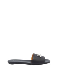 50 Leather T-Bar Mules - Black Silver