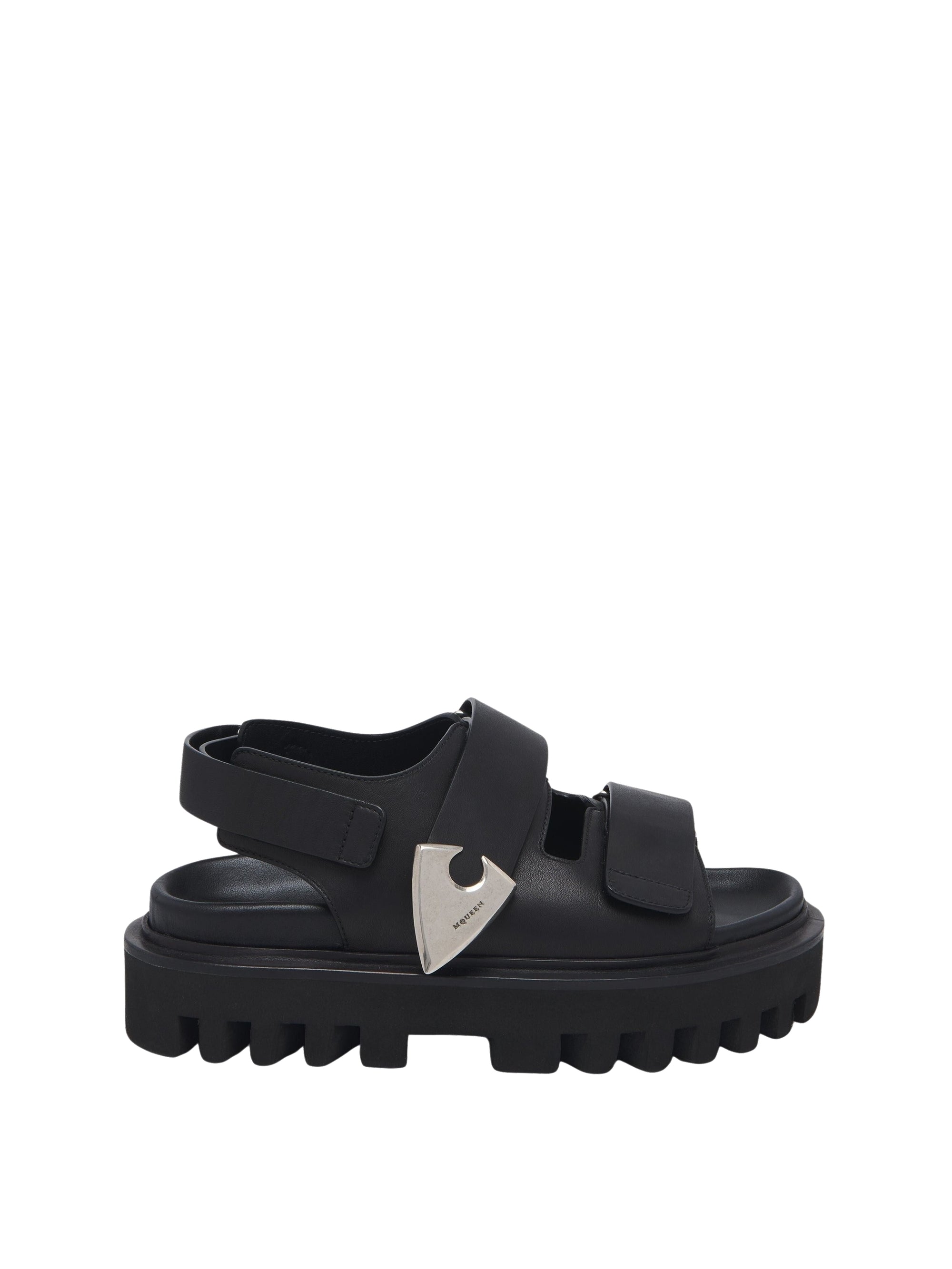 Sandales avec logo 50 en cuir - Black Silver