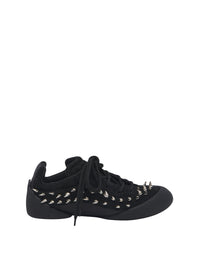 Lace-up trainers with suede logo - Black & Silver