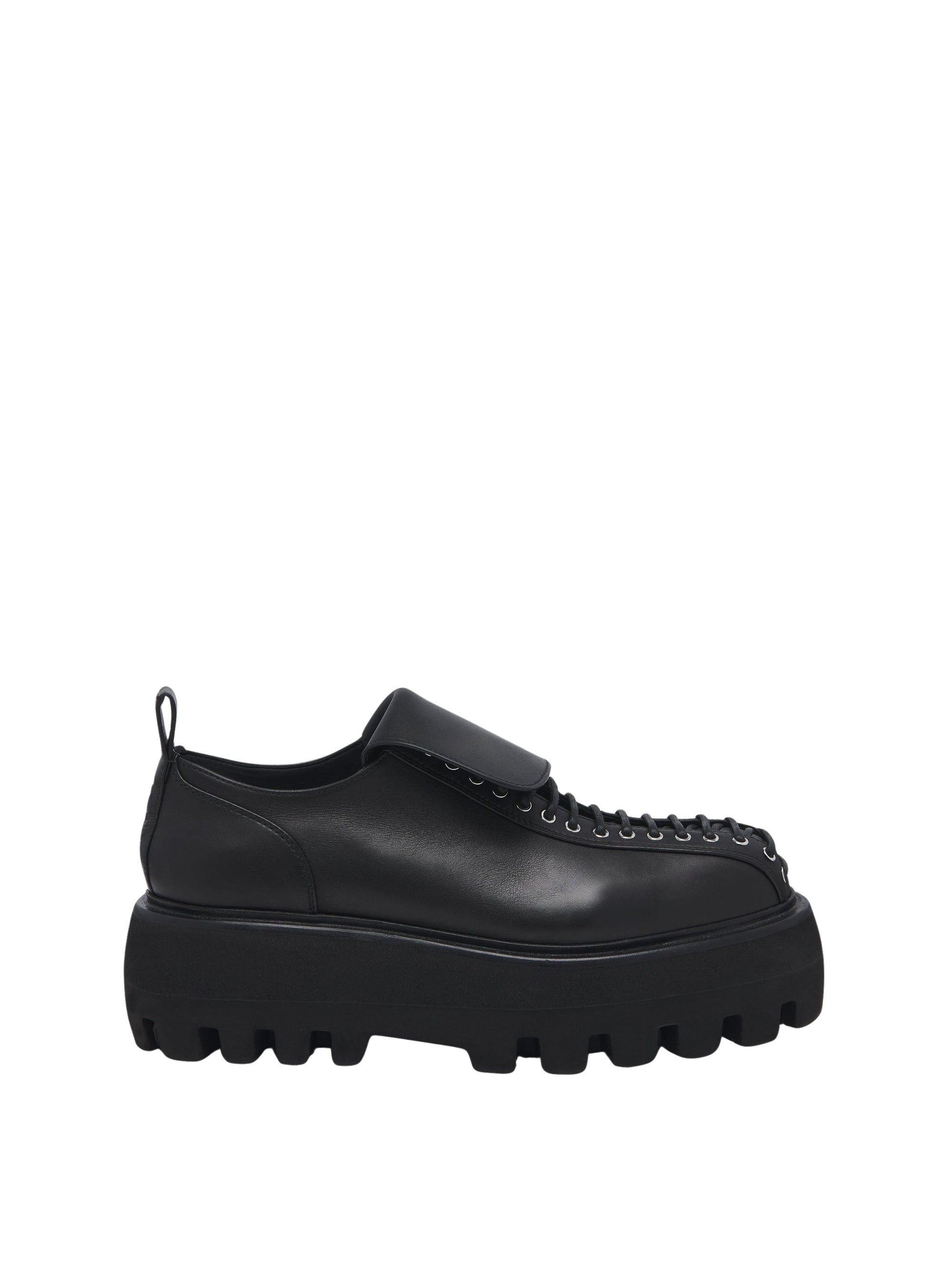 70s lace-up leather derbies - Black