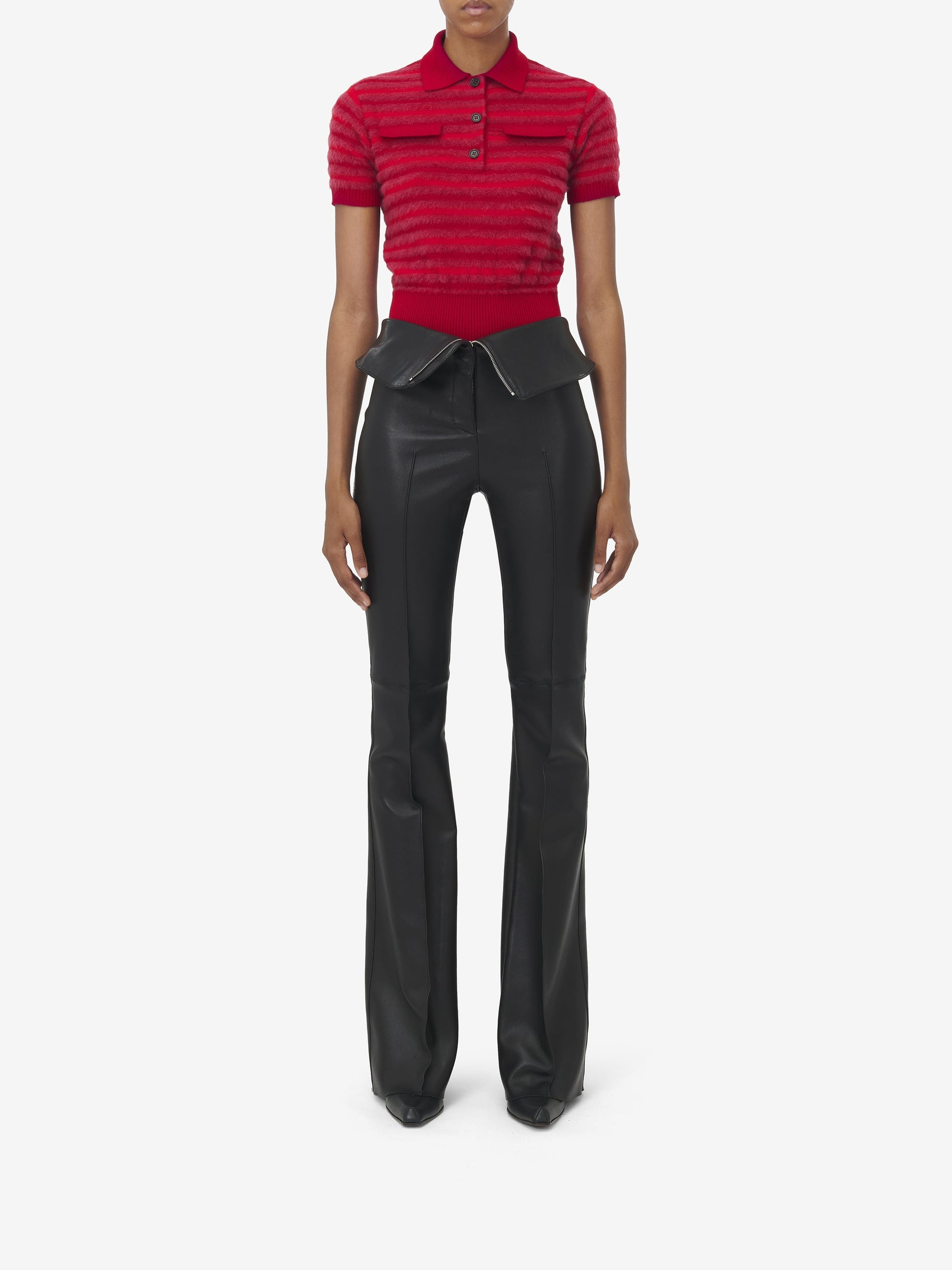Pantalon avec fermeture éclair en cuir - Black