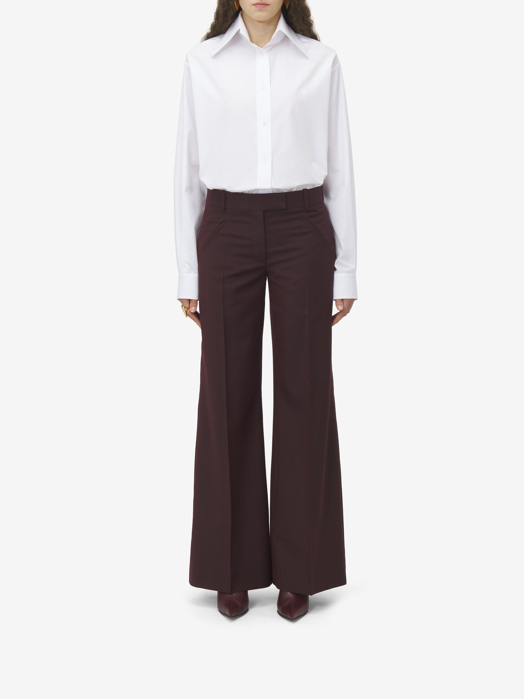 Pantalon avec poches en laine - Dark Burgundy