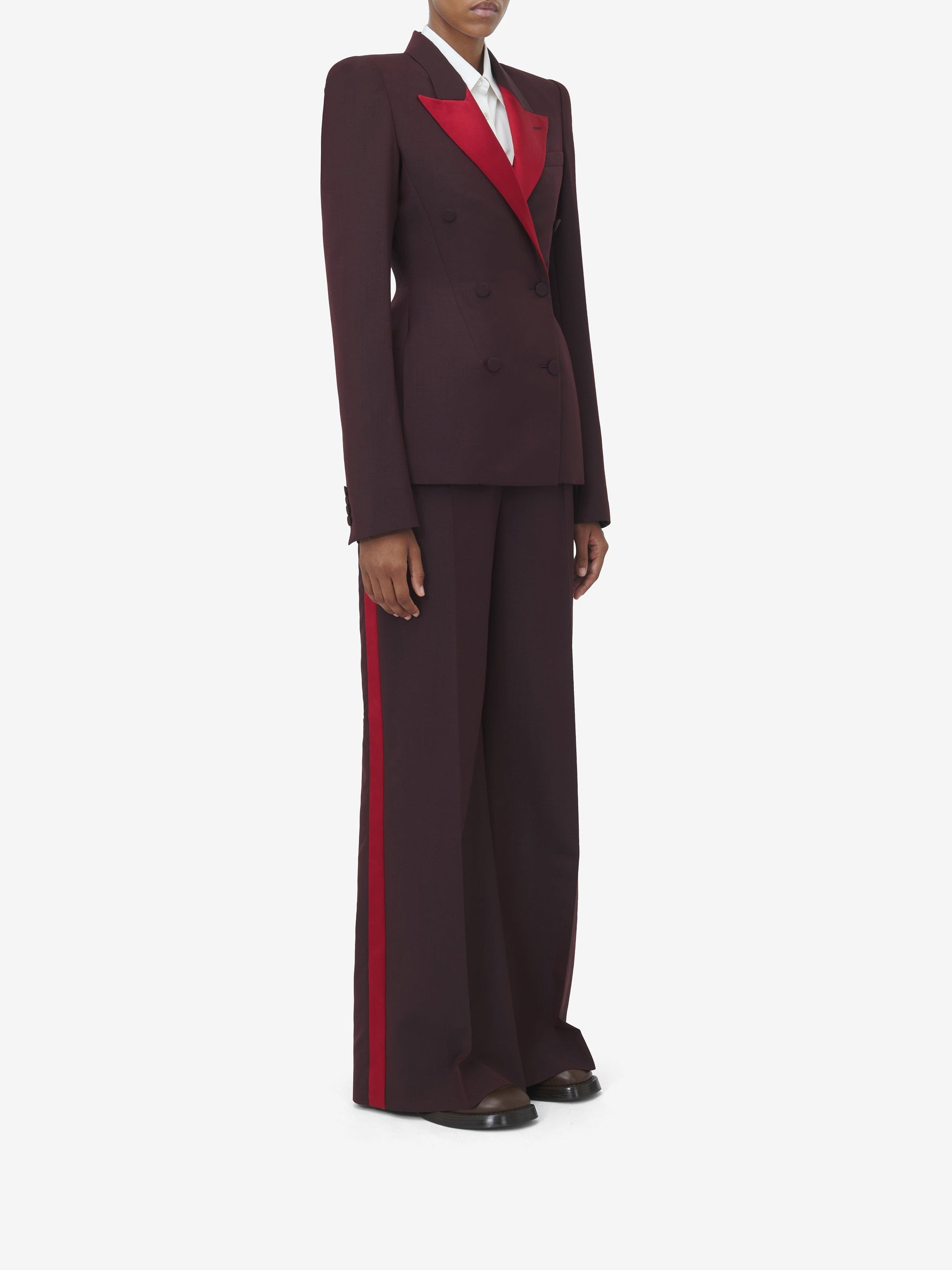 Pantalon à rayures en laine - Dark Burgundy