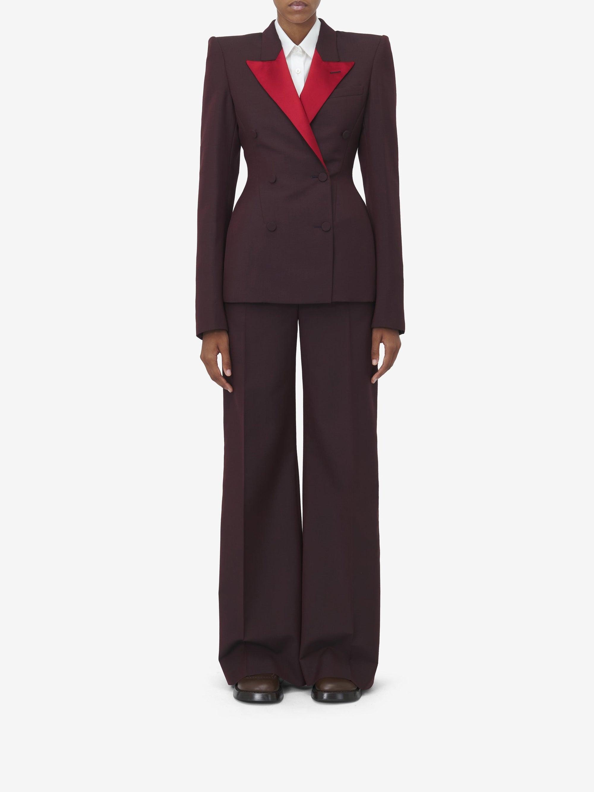 Pantalon à rayures en laine - Dark Burgundy