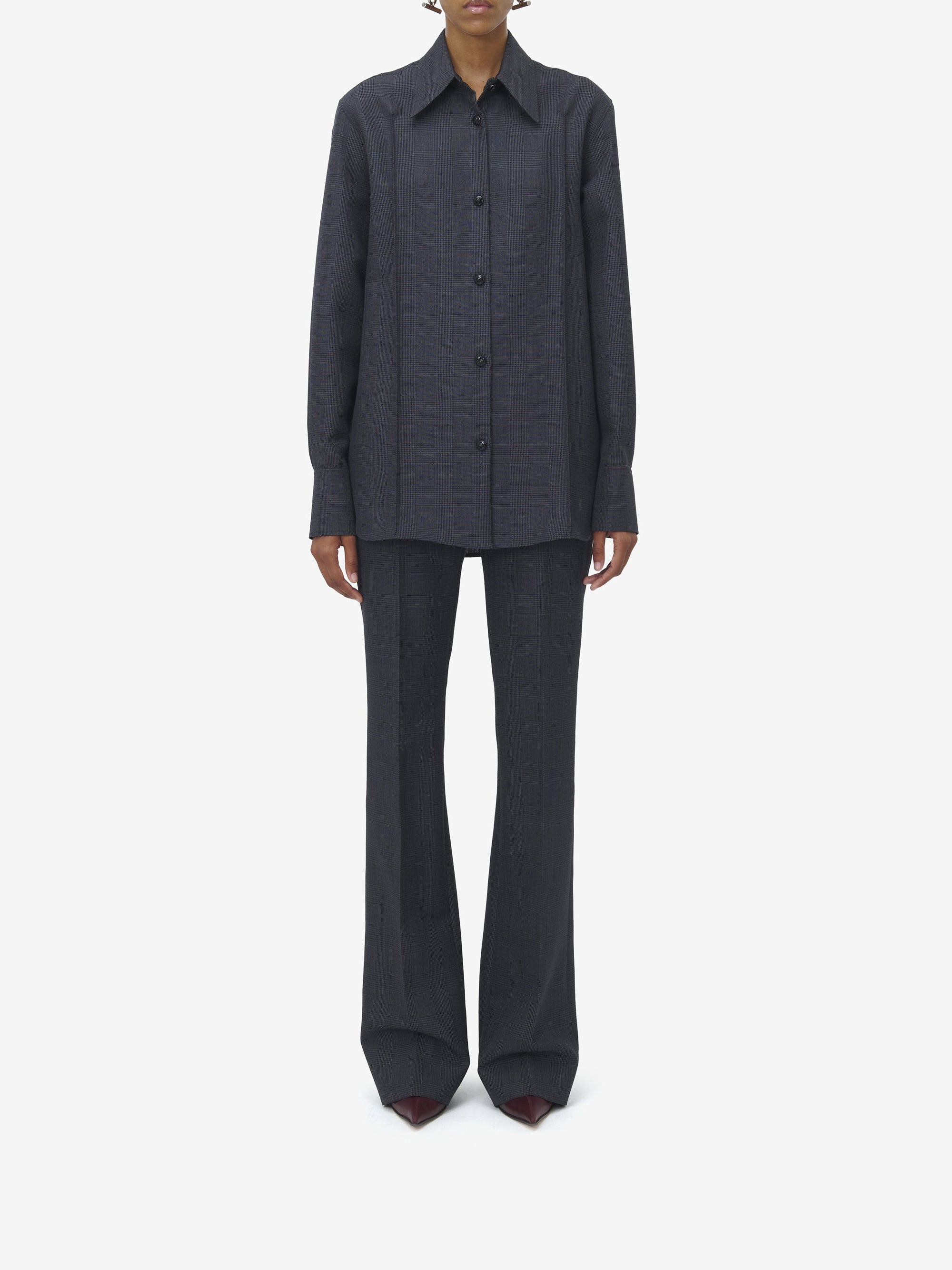 Chemise à boutons en laine - Black Dark Grey