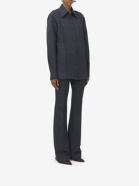 Chemise à boutons en laine - Black Dark Grey