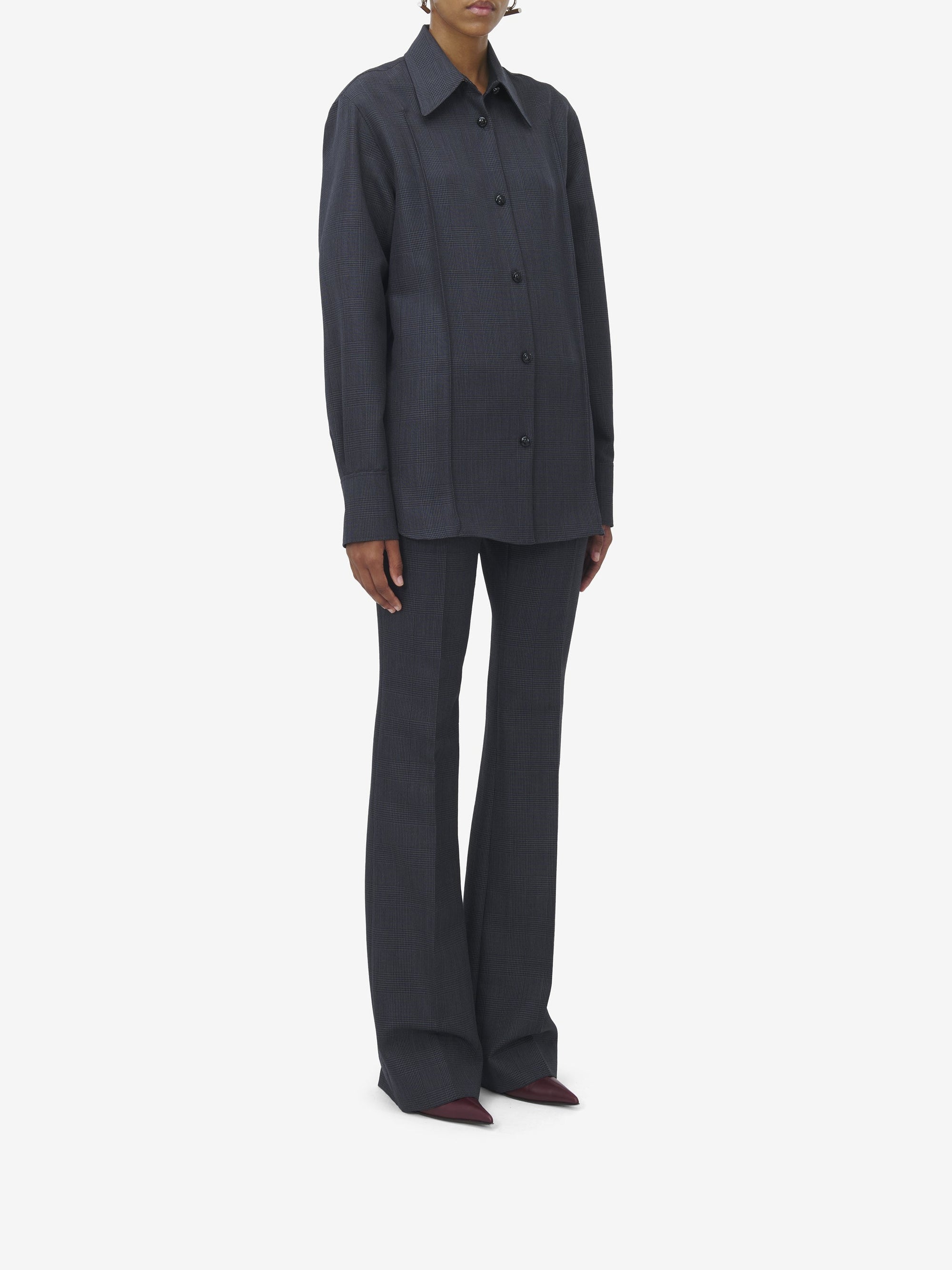 Chemise à boutons en laine - Black Dark Grey