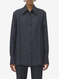 Chemise à boutons en laine - Black Dark Grey