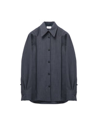 Chemise à boutons en laine - Black Dark Grey