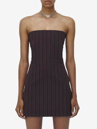 Robe courte à fines rayures en laine - Black Burgundy