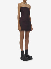 Robe courte à fines rayures en laine - Black Burgundy
