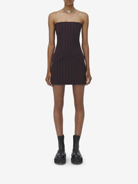 Robe courte à fines rayures en laine - Black Burgundy