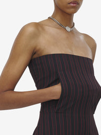 Robe courte à fines rayures en laine - Black Burgundy