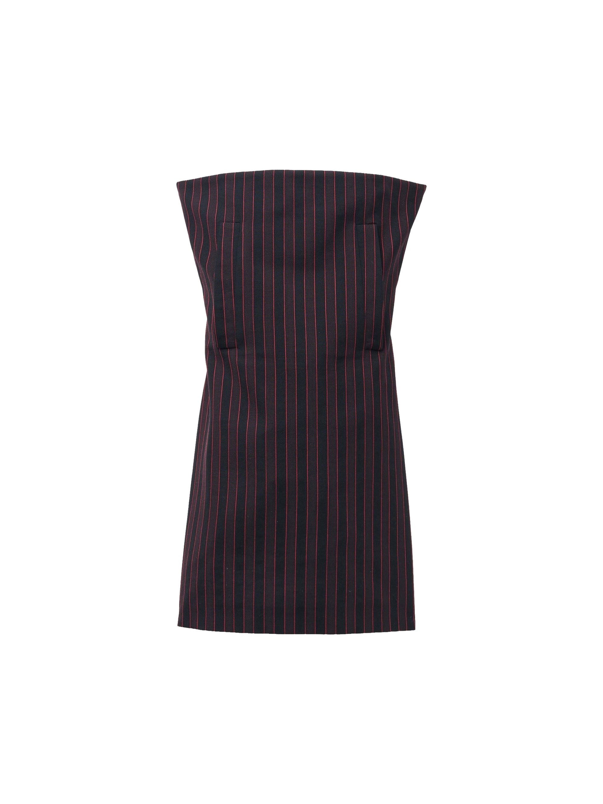 Robe courte à fines rayures en laine - Black Burgundy