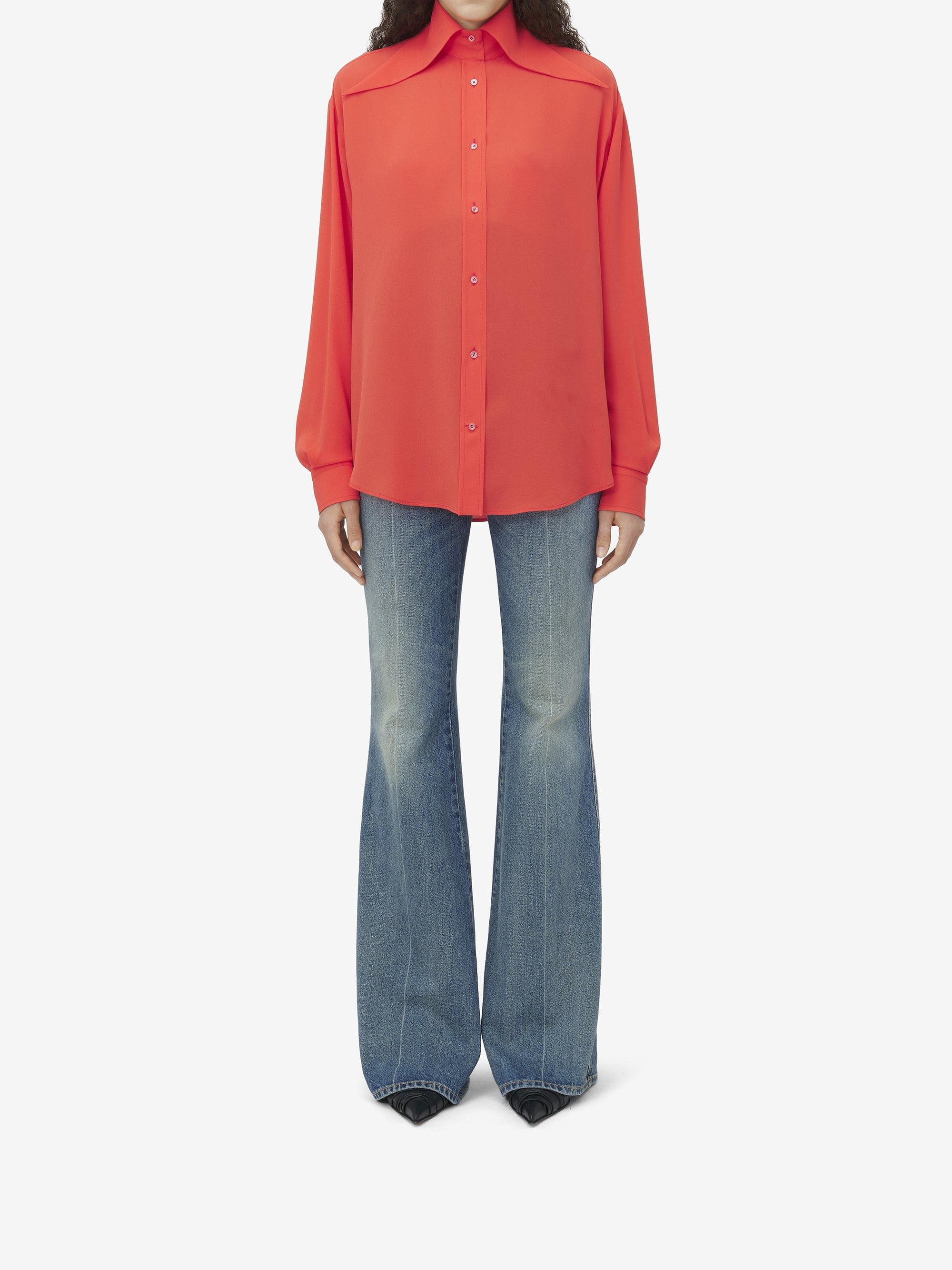 Chemise oversize en soie - Coral