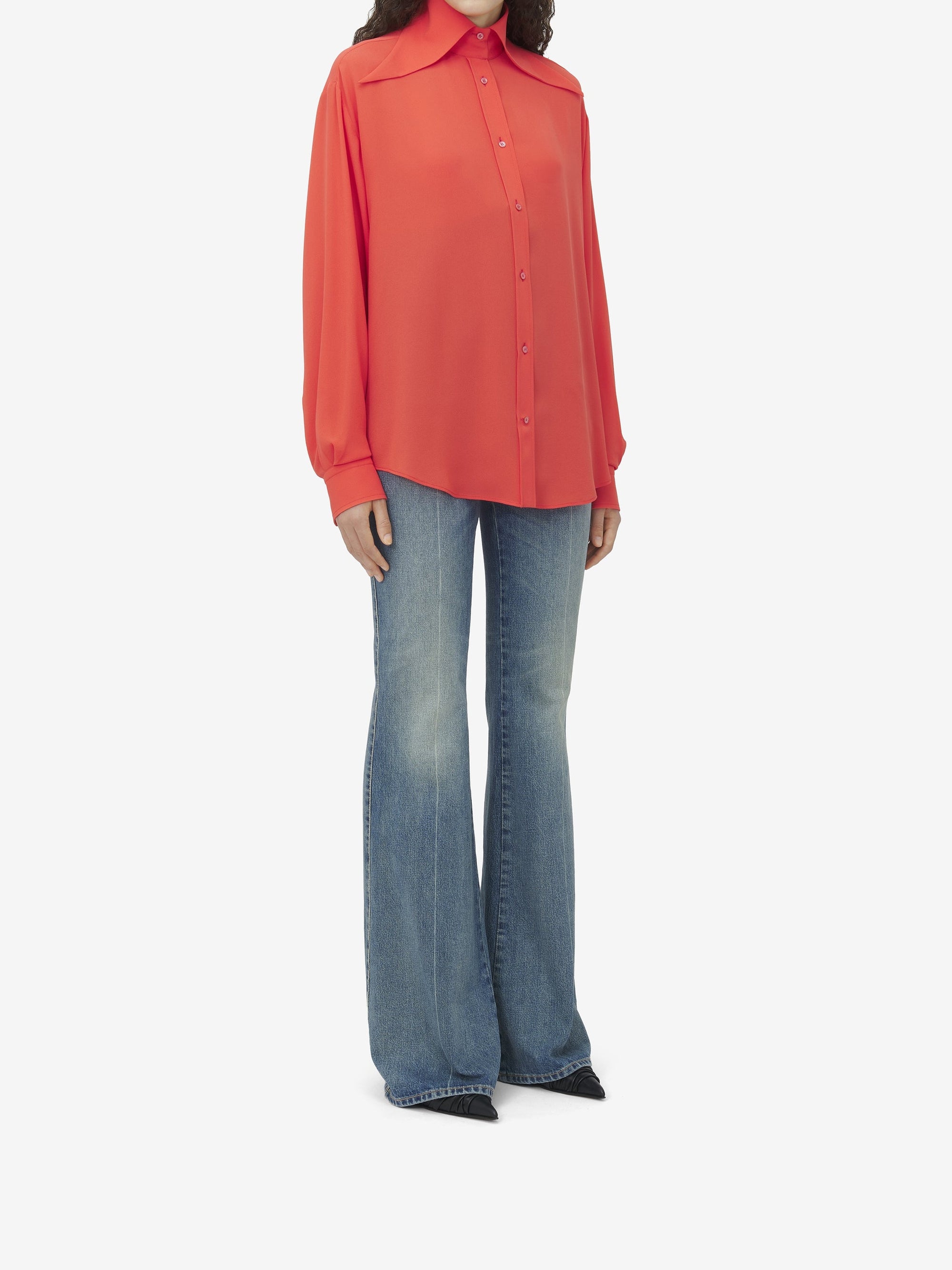 Chemise oversize en soie - Coral