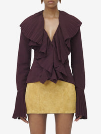 Blouse à manches longues plissée - Burgundy