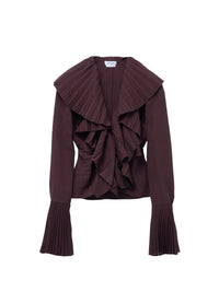 Blouse à manches longues plissée - Burgundy