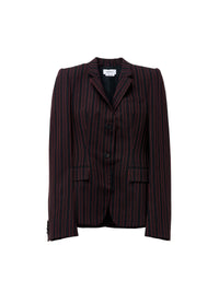 Blazer à boutonnage simple avec rayures en laine - Black Burgundy