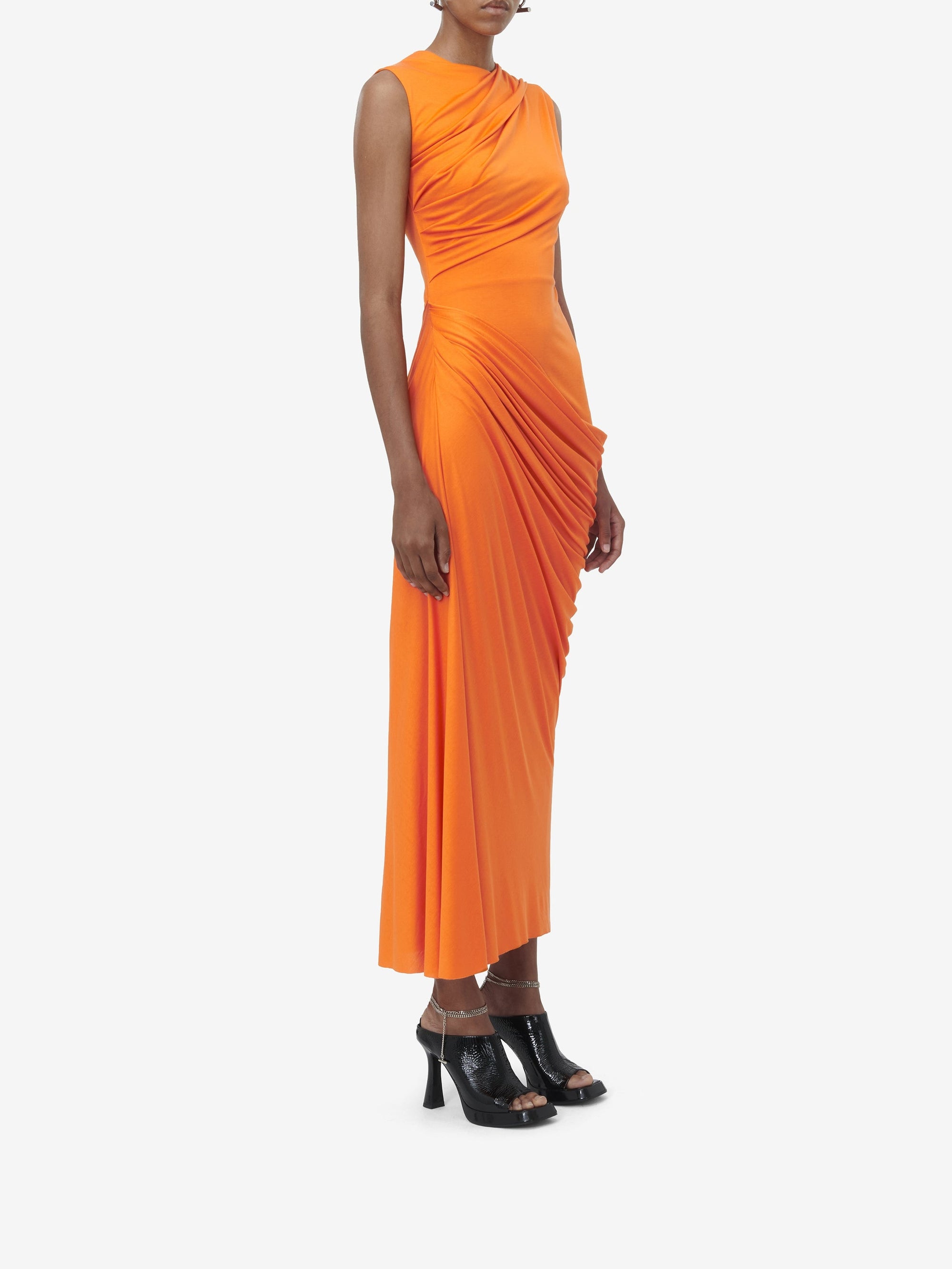 Robe asymétrique en soie - Bright Orange