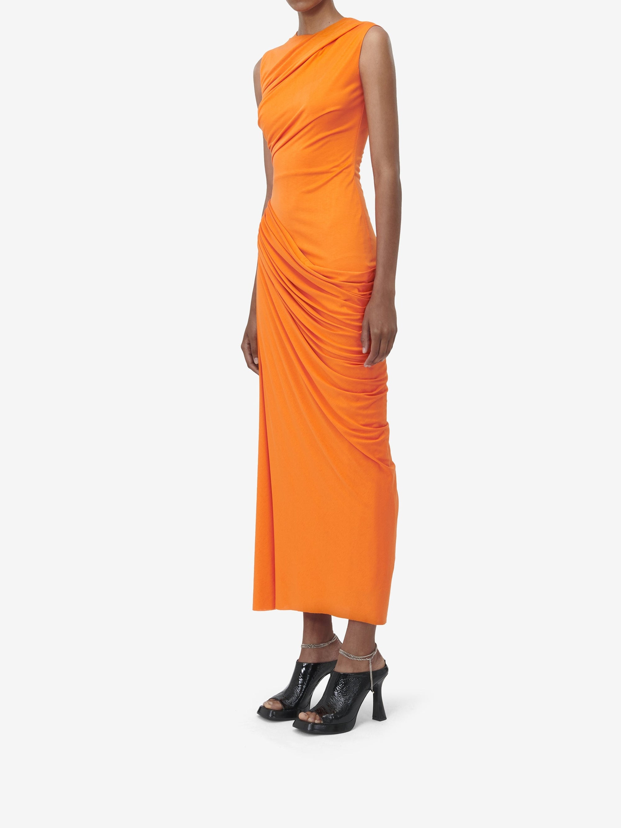 Robe asymétrique en soie - Bright Orange