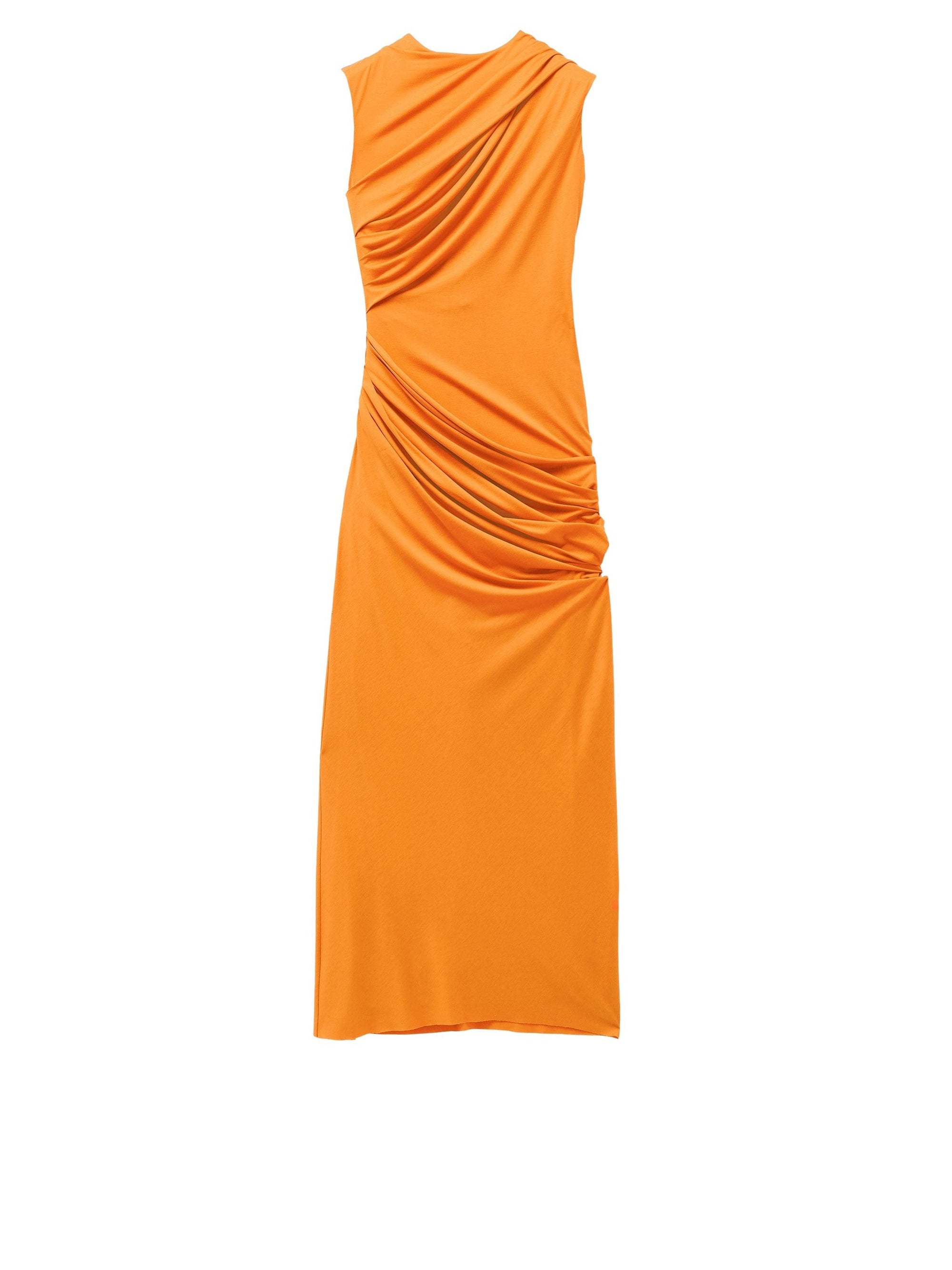 Robe asymétrique en soie - Bright Orange