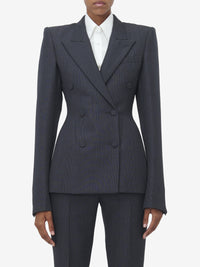Blazer à double boutonnage en laine - Black Dark Grey