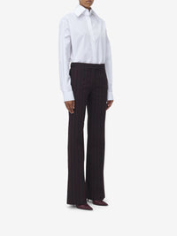 Pantalon à fines rayures en laine - Black Burgundy