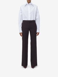 Pantalon à fines rayures en laine - Black Burgundy