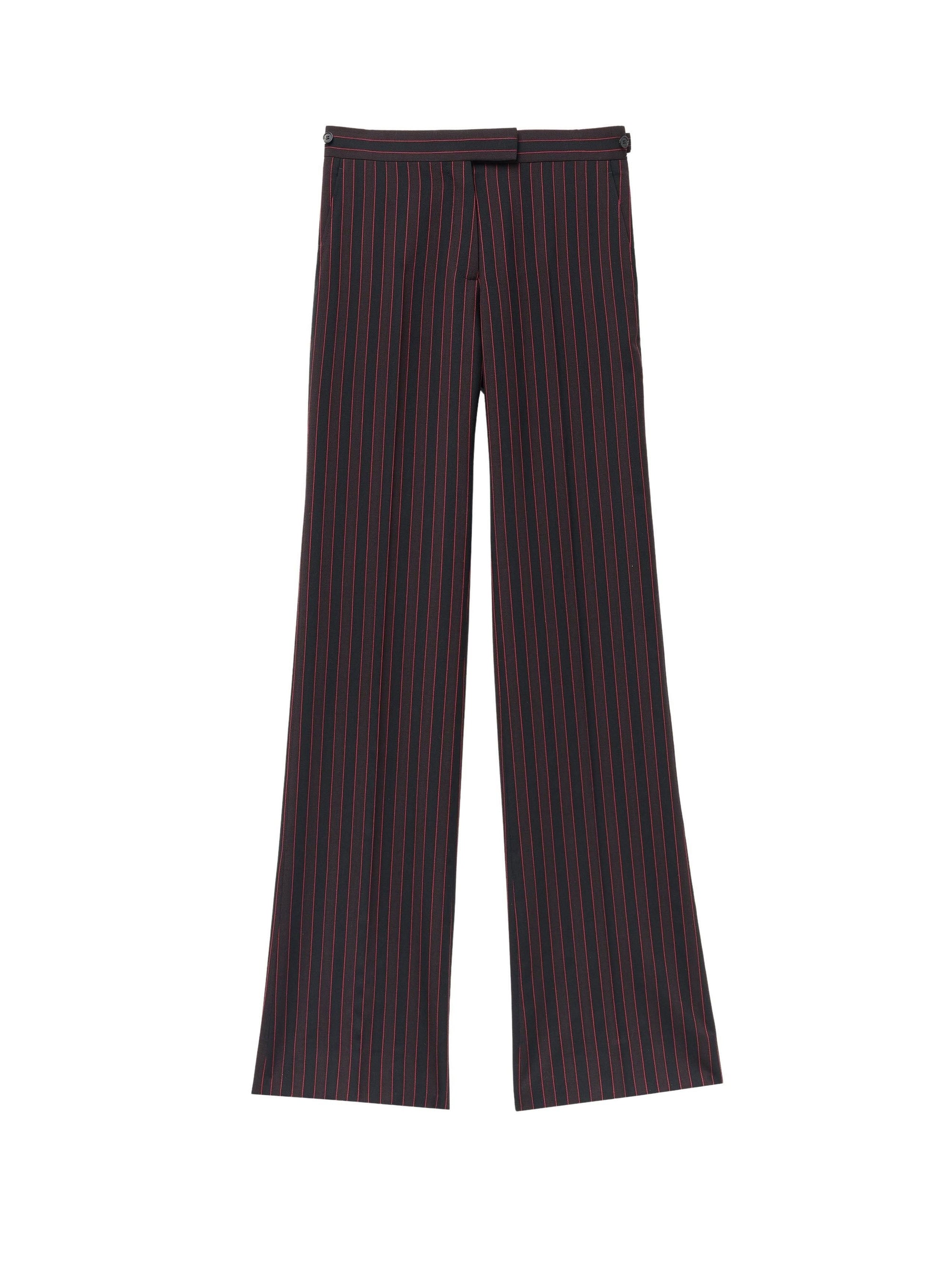 Pantalon à fines rayures en laine - Black Burgundy
