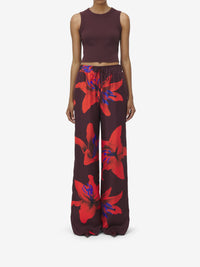 Pantalon à imprimé en soie - Burgundy Fire Red