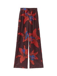 Pantalon à imprimé en soie - Burgundy Fire Red