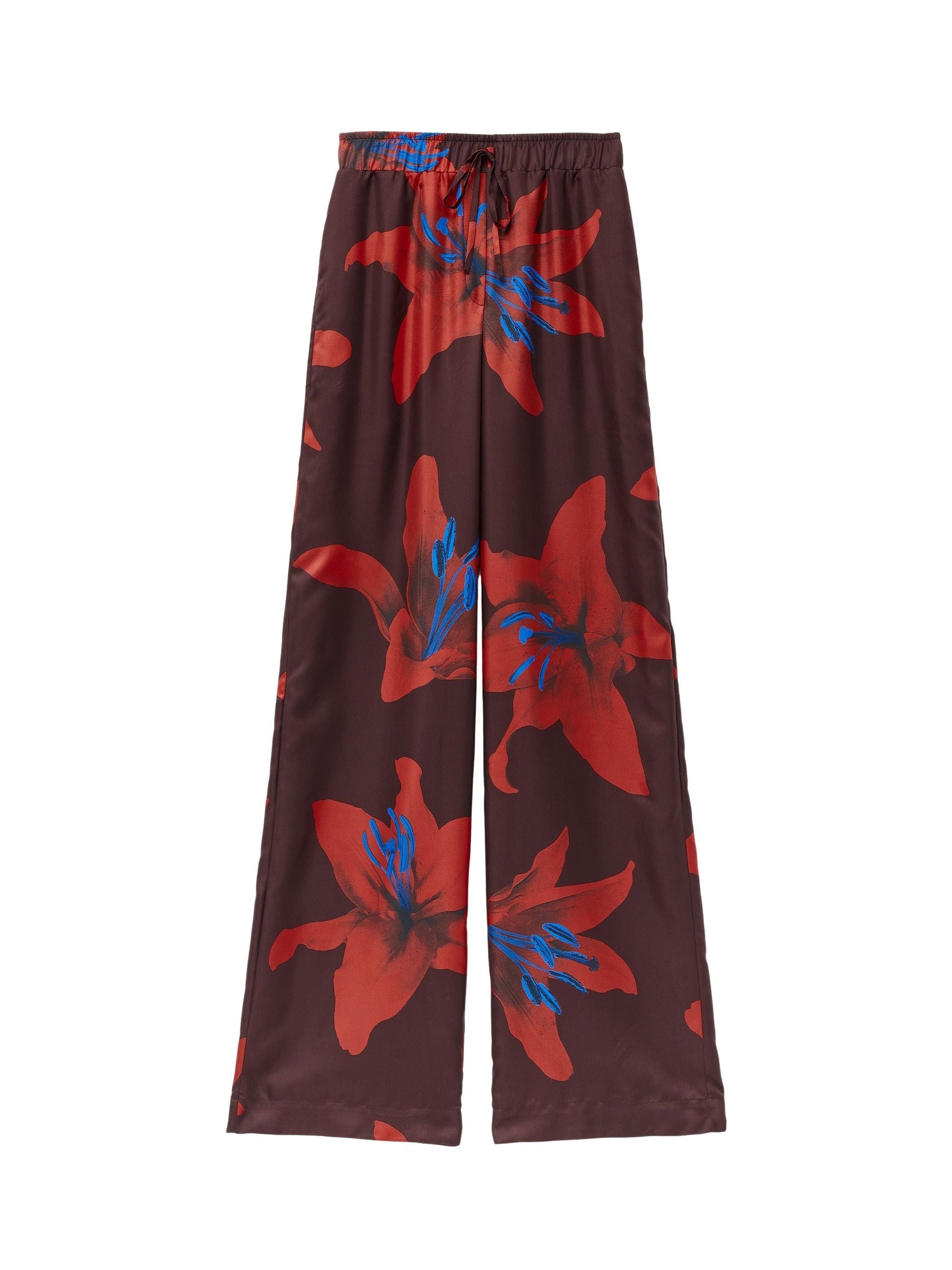 Pantalon à imprimé en soie - Burgundy Fire Red
