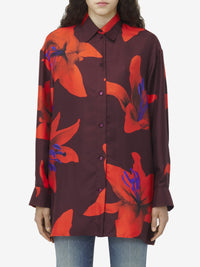 Chemise imprimée en soie - Burgundy Fire Red