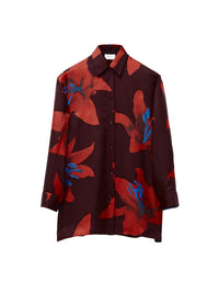 Chemise imprimée en soie - Burgundy Fire Red