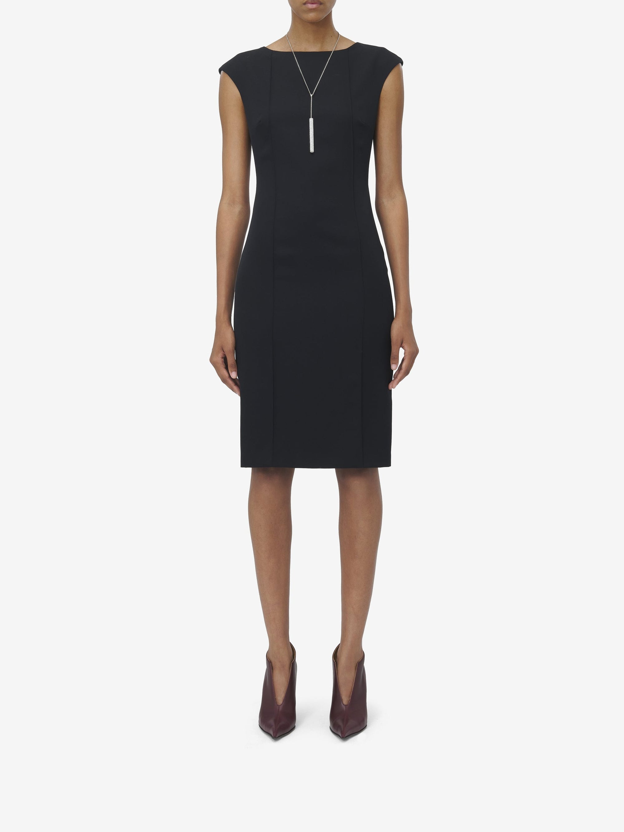 Robe à col bateau en laine - Black